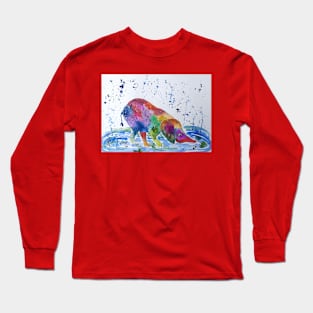 Colourful Baby Elephant taking a drink of Water Long Sleeve T-Shirt